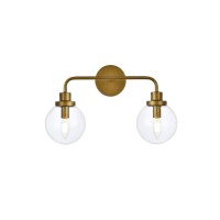 Hanson 2 Lights Bath Sconce In Brass With Clear Shade