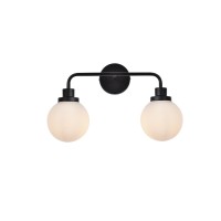 Hanson 2 Lights Bath Sconce In Black With Frosted Shade