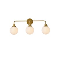 Hanson 3 Lights Bath Sconce In Brass With Frosted Shade