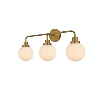 Hanson 3 Lights Bath Sconce In Brass With Frosted Shade