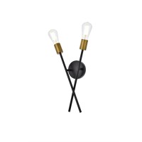 Armin 2 Lights Wall Sconce In Black With Brass