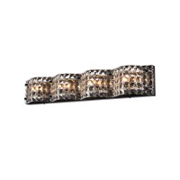 Ollie 4 Light Bath Sconce In Black With Clear Crystals