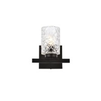 Cassie 1 Light Bath Sconce In Black With Clear Shade