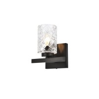 Cassie 1 Light Bath Sconce In Black With Clear Shade