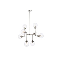 Hanson 8 Lights Pendant In Polished Nickel With Clear Shade