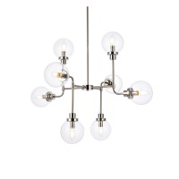 Hanson 8 Lights Pendant In Polished Nickel With Clear Shade