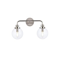 Hanson 2 Lights Bath Sconce In Polished Nickel With Clear Shade