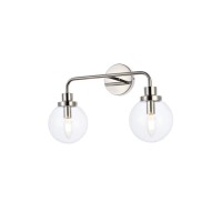 Hanson 2 Lights Bath Sconce In Polished Nickel With Clear Shade