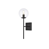 Neri 1 Light Black And Clear Glass Wall Sconce