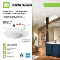 Asd 6 Gimbal Led, Led Can Lights, 15W -110W Replacement, 1060 Lm Dimmable Ceiling Led Lights 5000K Daylight, Cri 90 Led Room Lights, Retrofit Led Recessed Lighting, Energy Star, Etl 12Pack