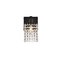 Phineas 1 Light Bath Sconce In Black With Clear Crystals