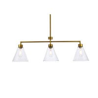 Mera 3 Lights Brass Pendant