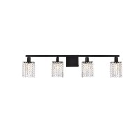 Phineas 4 Lights Bath Sconce In Black With Clear Crystals