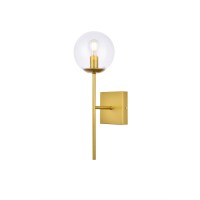 Neri 1 Light Brass And Clear Glass Wall Sconce