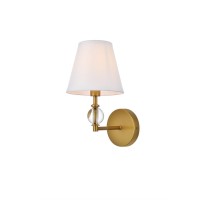 Bethany 1 Light Bath Sconce In Brass With White Fabric Shade