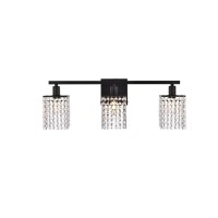 Phineas 3 Lights Bath Sconce In Black With Clear Crystals