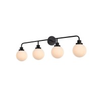 Hanson 4 Lights Bath Sconce In Black With Frosted Shade