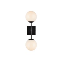 Neri 2 Lights Black And White Glass Wall Sconce