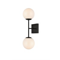 Neri 2 Lights Black And White Glass Wall Sconce