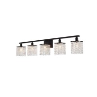 Phineas 5 Lights Bath Sconce In Black With Clear Crystals