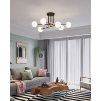 Dellemade Modern Sputnik Chandelier, Xd00958 6 Lights Mid-Century Ceiling Light,Frosted White Globe Pendant Light Fixture