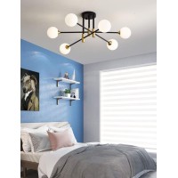 Dellemade Modern Sputnik Chandelier, Xd00958 6 Lights Mid-Century Ceiling Light,Frosted White Globe Pendant Light Fixture