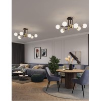 Dellemade Modern Sputnik Chandelier, Xd00958 6 Lights Mid-Century Ceiling Light,Frosted White Globe Pendant Light Fixture