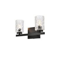 Cassie 2 Lights Bath Sconce In Black With Clear Shade