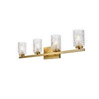 Cassie 4 Lights Bath Sconce In Brass With Clear Shade