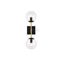 Neri 2 Lights Black And Brass And Clear Glass Wall Sconce