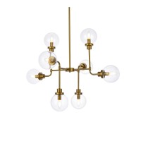 Hanson 8 Lights Pendant In Brass With Clear Shade