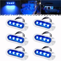 Pseqt 3.8'' Waterproof Boat Marine Led Lights Courtesy Interior Deck Light Navigation Transom Stern Cabin Lighting For Pontoon Fishing Boat Kayak Sailboat Bass Boat Vessel 12V 24V (Blue 6Pcs)