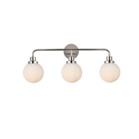 Hanson 3 Lights Bath Sconce In Polished Nickel With Frosted Shade