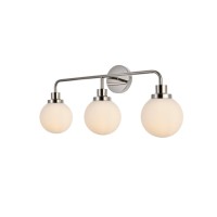 Hanson 3 Lights Bath Sconce In Polished Nickel With Frosted Shade