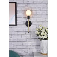 Keely 1 Light Black And Brass Wall Sconce