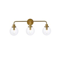 Hanson 3 Lights Bath Sconce In Brass With Clear Shade