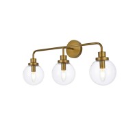 Hanson 3 Lights Bath Sconce In Brass With Clear Shade