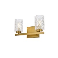 Cassie 2 Lights Bath Sconce In Brass With Clear Shade