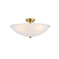 Living District Ld2349Br Jeanne 3 Lights Brass & White Glass Flush Mount