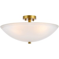 Living District Ld2349Br Jeanne 3 Lights Brass & White Glass Flush Mount