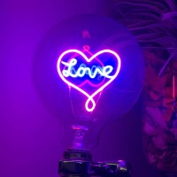 Darksteve - Simple Love Decorative Light Bulb - Edison Light Bulb, Antique Vintage Style Light, G80 Size, E26 Base, Non-Dimmable (3W/110V)