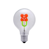 Darksteve - Smiley Flower Decorative Light Bulb - Edison Light Bulb, Antique Vintage Style Light, G80 Size, E26 Base, Non-Dimmable (3W/110V)