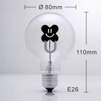 Darksteve - Smiley Flower Decorative Light Bulb - Edison Light Bulb, Antique Vintage Style Light, G80 Size, E26 Base, Non-Dimmable (3W/110V)