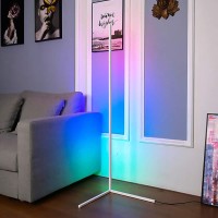 Tacahe Corner Floor Lamp - Rgb Color Changing Mood Lighting, Dimmable Led Modern Floor Lamp With Remote, 56