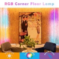 Tacahe Corner Floor Lamp - Rgb Color Changing Mood Lighting, Dimmable Led Modern Floor Lamp With Remote, 56