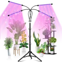 Plant Light For Indoor Plants, Suwitu Led Grow Lights Full Spectrum, 8000K Indoor Grow Lamp With 15-48 Inches Adjustable Tripod Stand, Auto On/Off Timer Function, 3 Switch Modes,10-Level Dimmable