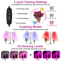 Plant Light For Indoor Plants, Suwitu Led Grow Lights Full Spectrum, 8000K Indoor Grow Lamp With 15-48 Inches Adjustable Tripod Stand, Auto On/Off Timer Function, 3 Switch Modes,10-Level Dimmable