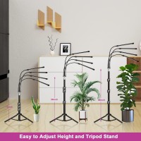 Plant Light For Indoor Plants, Suwitu Led Grow Lights Full Spectrum, 8000K Indoor Grow Lamp With 15-48 Inches Adjustable Tripod Stand, Auto On/Off Timer Function, 3 Switch Modes,10-Level Dimmable