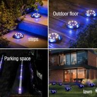 Raising Witt Solar Ground Lights Outdoor 8 Packs Led Disk Lights Solar Powered Waterproof In-Ground Lights For Garden Deck Stair Step Lawn Patio Driveway Walkway Pathway Yard Decoration (White + Blue)