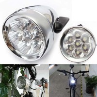 Bike Front Light, Vintage Retro Bicycle Bike Front Light Lamp Bike Head Light Front Headlight Super Led Cycling Lighting Equipment With Bracket (Silver)